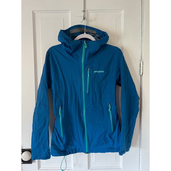 Patagonia Stretch rain wind Jacket Women's blue medium lightweight travel hike - Picture 1 of 8